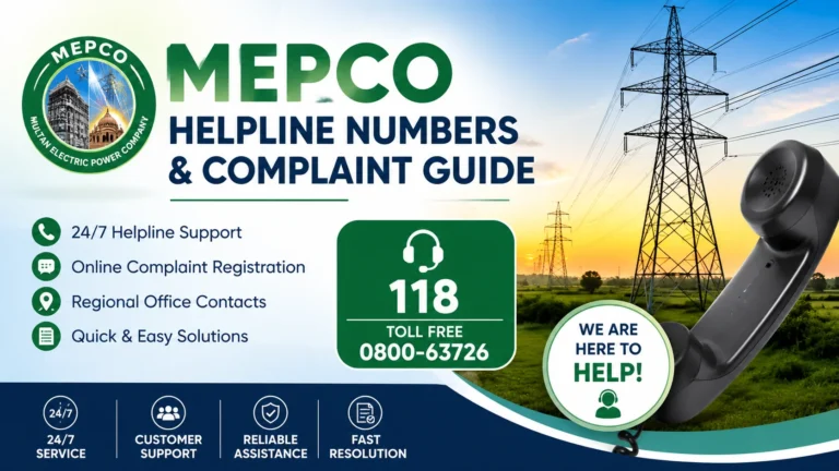 MEPCO Helpline Number 2026 – Complaint Numbers, Customer Support & Online Complaint Registration
